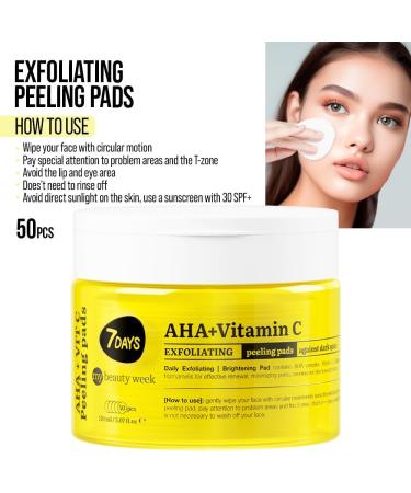 7Days Skin Care Exfoliating Pads - Face Cleanser - Facial Peeling Pads with Glycolic Acid AHA and Vitamin C - Exfoliator for Pigmentation Treatment - Buy Online on GoSupps.com