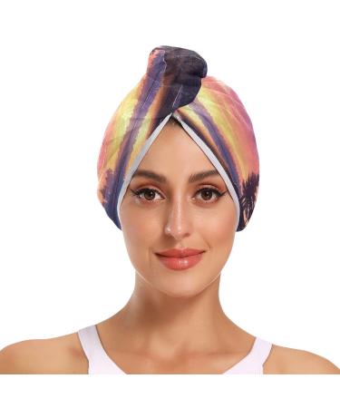 Galaxy Sky Forest Hair Towel 2 Pack Super Absorbent Hair Drying Towel Quick Dry Hair Turbans Head Towel with Button Twisty Wrap for Women Girls