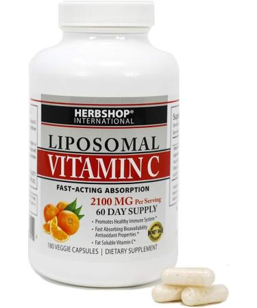 Liposomal Vitamin C 2100mg 180 Veggie Capsules | Fast Absorption, Non-GMO Antioxidant Immune Support - HerbShop - Buy Online on GoSupps.com