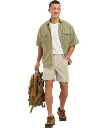 BASUDAM Men's Stretch Quick Dry Hiking Shorts - Light Khaki, Size 32 - Buy Online on GoSupps.com