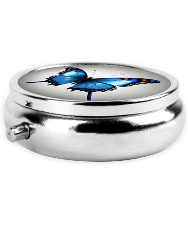 One Blue Butterfly Round Pill Box - Lightweight & Moisture-Proof Emergency Medication Organizer - Buy Online on GoSupps.com