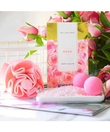 Spa Luxetique Bath Spa Gift Basket for Women - Rose Relaxing Spa Set with Bath Salts, Body Lotion & Shower Gel - Perfect Birthday or Mother's Day Gift - Buy Online on GoSupps.com
