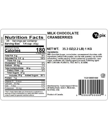 Yupik Milk Covered Chocolate Cranberries 1 kg Kosher Dried Fruits Dried Cranberries Dipped in Chocolate Smooth & Chewy Milk Chocolate Candy Classic Sweet Snacks 1 kilograms - Buy Online on GoSupps.com