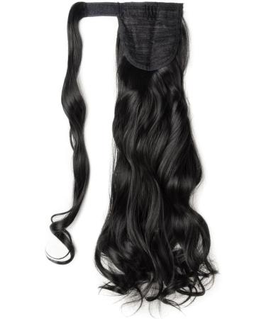 24" Dark Black Wrap Around Ponytail Hair Extensions Curly One Piece Clip in Hairpiece - Buy Online on GoSupps.com