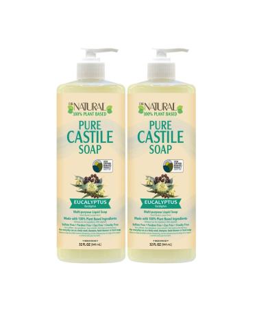 Dr. Natural, Pure Castile Liquid Soap, (Eucalyptus, 32 Ounce 2-pack) Ultra-moisturizing Body Wash, Shampoo, Facial Cleanser Or Hand Wash. Eucalyptus 32 Fl Oz (Pack of 2)
