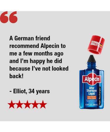 Alpecin After Shampoo Caffeine Liquid 3-Pack for Men's Thinning Hair Growth - Sulfate-Free with Castor Oil 6.76 Fl Oz (Pack of 3) - Buy Online on GoSupps.com