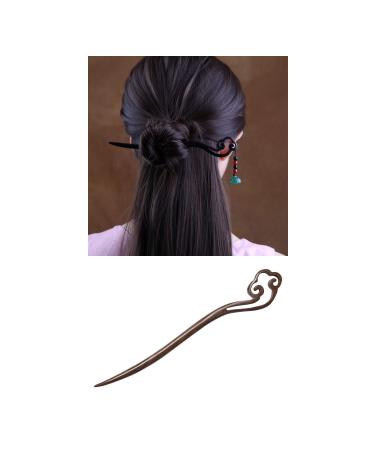 7 Pack Handmade Asian Black Wood Hair Pins - Wooden Carved Long Fork Hair Clips for Hair Bun - Buy Online on GoSupps.com