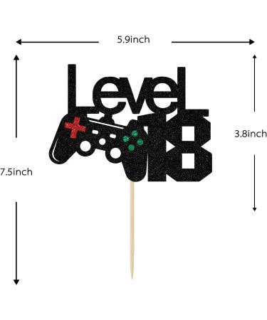Black Glitter Level 18 Cake Topper - Level Up 18th Birthday Cake Topper - Happy 18th Birthday 18 Year Old for Gamer Theme Party Decorations - Buy Online on GoSupps.com