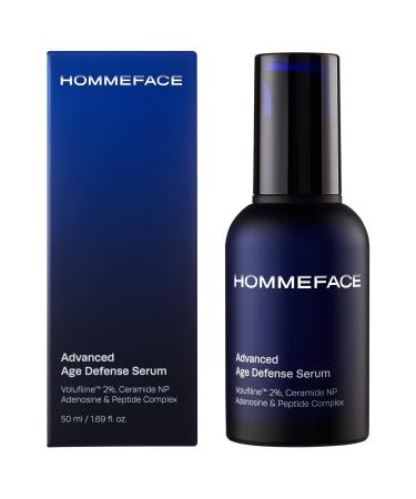 HOMMEFACE Advanced Age Defense Anti-Aging Serum for Men with Volufiline 2% Ceramide Collagen Hyaluronic Acid & Peptides 1.69 Fl.Oz.