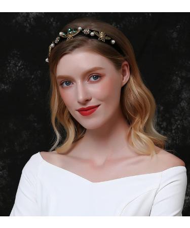 LUKSKISS Handmade Rhinestone Velvet Padded Headband for Women - Luxury Vintage Princess Style - Buy Online on GoSupps.com
