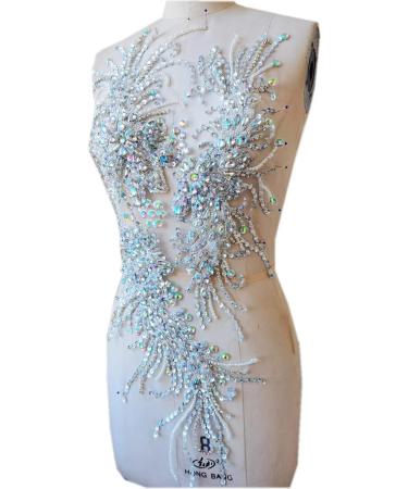 Handmade Multicolor Rhinestones Lace Applique Trim Patches Perfect for Dress & Accessories - Buy Online on GoSupps.com