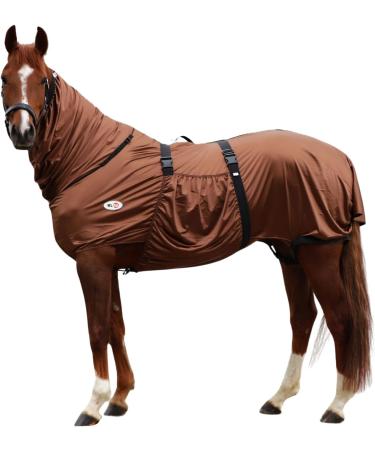 RL24 Eczema Horse Ceiling - Light Brown 135cm | Flying Ceiling with Neck & Abdomen Insect Protection Fine-Meshed Double Front Closure - Buy Online on GoSupps.com