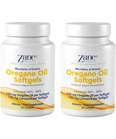 Zane Hellas 130mg Carvacrol & 150mg Oregano Oil Softgels - Highest Concentration, 30% Greek Essential Oil, 120 Capsules - Buy Online on GoSupps.com