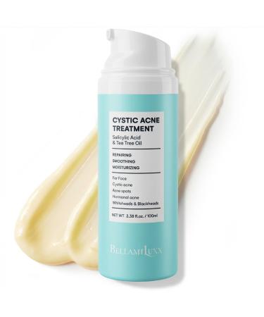 BellamiLuxx Cystic Acne Treatment for Face: Hormonal Acne Treatment Cream for Teens & Adults - Salicylic Acid & Tea Tree Oil Pimple Spot Remover - Anti-Acne Moisturizer Reduces Redness Blemishes