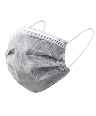 Ecnobia - 100 Pack Disposable Safety Face_Masks Non-Woven Thick 3-Layer Breathable with Comfortable Elastic Earloop Anti-Droplets & Haze Dust Mouth and Nose Protection Adults Size - Grey 100 count (Pack of 1) Grey