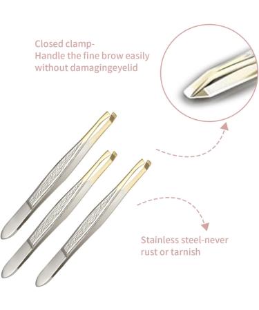 Luvadeyo Stainless Steel Eyebrow Tweezers - Professional Classic Plucking Tool for Hair Removal Eyelash Extension and Facial Care - Offset Design & Gold-Plated Finish - Buy Online on GoSupps.com