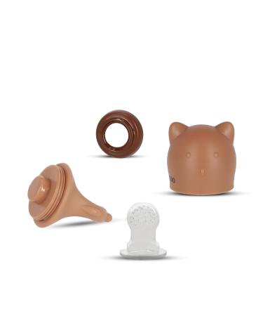 BABYLEDO Baby Fruit Pacifier with Teething Ring | 6+ Months | Safe for Fruits & Vegetables | Cute Bear Design - Duet Brown  - Buy Online on GoSupps.com