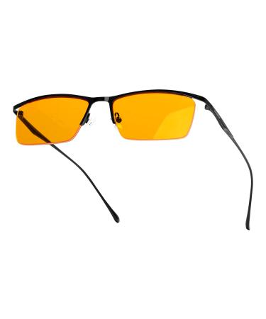 AmberSleep Amber Yellow Tinted Blue Light Blocking Glasses - Non-Prescription Anti-Glare UV Protection Computer Glasses for Eye Strain Relief Sleep Improvement and Gaming