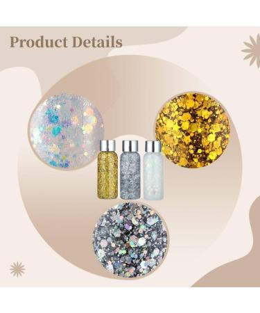 Buy Holographic Body Glitter Gel - 3-Pack Chunky Sequin Makeup for Parties | International Shipping Available - Buy Online on GoSupps.com