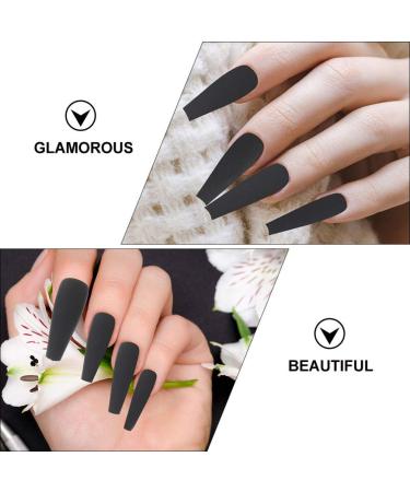 FRCOLOR 200PCs Long False Nails with Storage Box - Full Cover Black Fake Nails for Women & Nail Studios - Buy Online on GoSupps.com