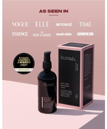 Buttah Skin Rosewater Toner - AHA/BHA Hydrating Rosewater Skincare | Refreshing Black-Owned Beauty Product - Buy Online on GoSupps.com