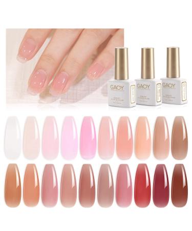 GAOY 23 Pcs Jelly Gel Nail Polish Kit  Nude Clear Pink Colors Gel Polish Set with Glossy & Matte Top Coat and Base Coat for Nail Art DIY Manicure and Pedicure at Home Jelly Matrix