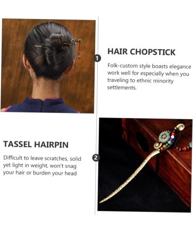 Mikinona Hairpin Tassel Hair Bun Hanfu Hair Accessories Hair Bun Stick Chinese Hair Accessories Traditional Classcical Metal Hair Barrettes Hair Bun Holder Issue Card Zinc Alloy Vintage - Buy Online on GoSupps.com