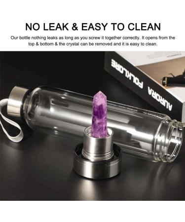 Tyuodna Water Healing Stones Bottle - Crystal Infusion Drinking Bottle with Amethyst - Leak-Proof Quartz Glass for Gemstone Therapy & Natural Healing - Buy Online on GoSupps.com