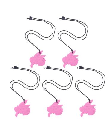 5Pcs Chew Necklace  Silicone Chewing Pendant Soothing Teething Toys Silicone Teether Chew Toy Oral Sensory Development for Toddlers Children(Pink)