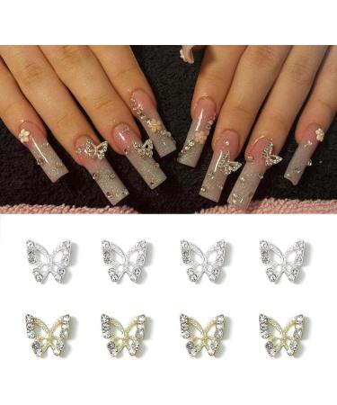20pc Shiny Alloy Butterfly Nail Charms - Crystal Rhinestones - 3D Nails Gems for Acrylic Nails - DIY Manicure Decoration - Buy Online on GoSupps.com