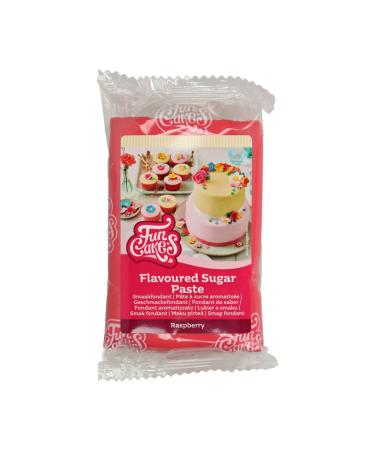 Funcakes taste fondant raspberry: delicious taste easy to roll out roll fondant matching pink color perfect for cakes cupcakes and cookies.Halal kosher and gluten -free.250 g raspberry 250 g