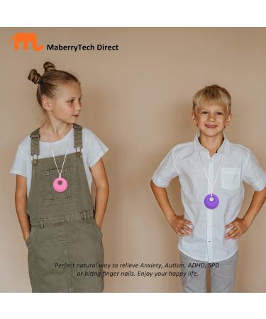 Sensory Chew Necklace for Kids & Adults - 3 Pack Silicone Chewy Necklace for Autism, ADHD, Anxiety - Purple Pink Rose Red - Buy Online on GoSupps.com