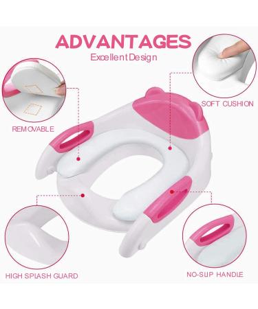 Potty Training Seat with Step Stool Ladder  Potty Training Toilet Seat for Boys Girls Kids Toddlers  Soft Cushion  Safety Handle  Anti-slip Step Pads  Baby Toddler Potty Seat for Toilet Baby Pink - Buy Online on GoSupps.com