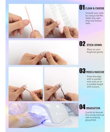 Kalolary Gel Nail Polish Strips Nail Gel Art Sticker Waterproof Full Nail Wraps Decal Sets with Nail File and Stick for Women Girls Nail Art Decor (UV/LED Lamp Required) (C) - Buy Online on GoSupps.com