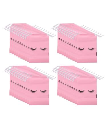 100 Pieces Eyelash Aftercare Bags Plastic Makeup Bags Toiletry Makeup Pouch Cosmetic Travel with Drawstring Pink M