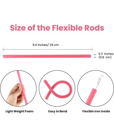 30PCS 9.45" X 0.31" Flexible Hair Rollers Flexible Curling Rods Heatless Curlers Hair Rods Foam Curlers Home Use For Women Girls Short Medium Hair And Long Hair To Sleep In (Pink) - Buy Online on GoSupps.com