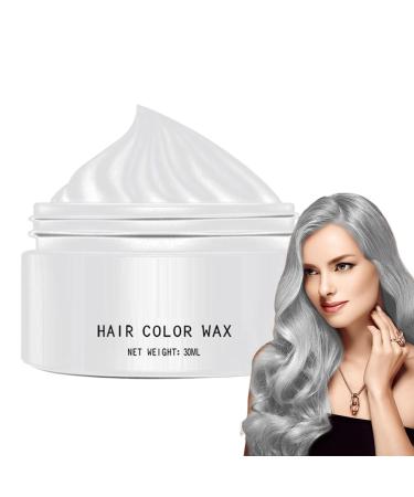Paodduk Temporary Hair Color Wax 30ml Hair Color WaxWashable Styling Cream for Everyone Party Cosplay Halloween White A