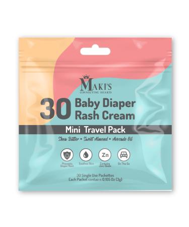 30 x Travel Size Diaper Rash Cream | Individually Wrapped Packets | Travel Size Diaper Cream and Ointment for Treatment & Prevention of Diaper Rash | Safe for Baby's Sensitive & Delicate Skin (Tricolor)
