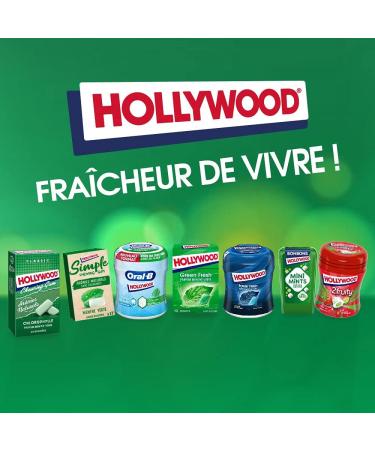 Hollywood Chewing Gum 2 Fresh - Strong Mint Fragrance - Sugar Free with Sweeteners - Pack of 16 Packs of 10 Dragees - 22g - Buy Online on GoSupps.com