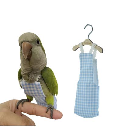 GUANLANT Quaker Parrot Flight Suits Diapers for Monk Parakeets, Cockatiels Flight Suits Liners, Parrot Clothes, Bird Training Nappy Suit Clothes with Hanger Leash Hole for Sun Conure Senegal Lorikeet Blue