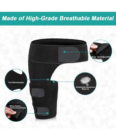 Adjustable Neoprene Hip Groin Support for Pain Relief and Recovery - Men and Women (Black) - Buy Online on GoSupps.com
