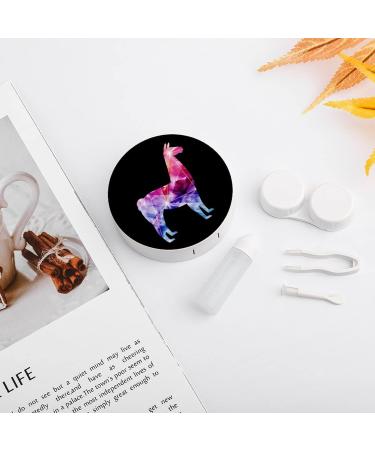 Llama Diamond Pattern Round Case For Contact Lens Kit Storage Box with Mirror Printed - Buy Online on GoSupps.com