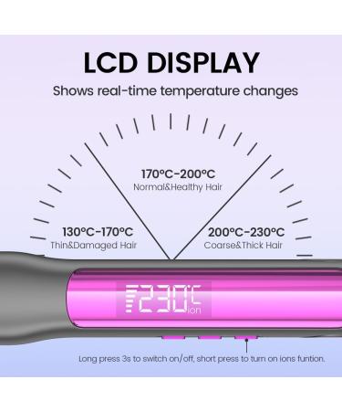 Professional Hair Straightener - 1.18" Ionic Titanium Flat Iron & Curler Fast Heat Up LED Display Gray - Buy Online on GoSupps.com