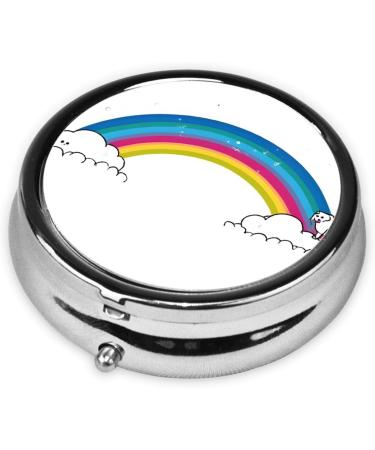 Shop Small Rainbow Round Pill Box | 3 Compartment Mini Travel Organizer for Vitamins & Medications - Buy Online on GoSupps.com