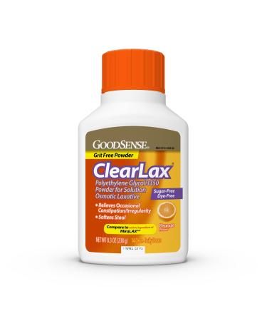GoodSense Polyethylene Glycol 3350 Powder for Solution Orange Flavor Osmotic Laxative Softens Stool Relieves Occasional Constipation