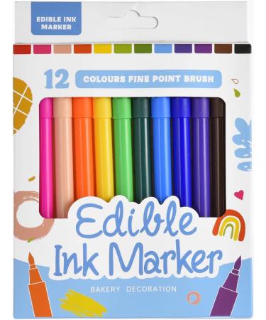 Edible Food Pens 12-Colors Edible Food Colouring Pens Single Tip Design Edible Coloring Pens Food Coloring Markers for Cakes Cookies Fondant Desserts Easter Eggs - Buy Online on GoSupps.com