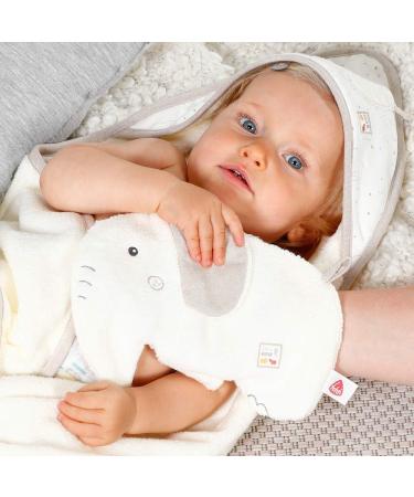 Fehn 056396 Elephant Bath Set - Organic Cotton Towel & Washcloth for Babies & Toddlers | Cute Animal Motif | Safe & Fun Bathing Essentials - Buy Online on GoSupps.com