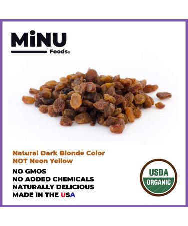 MiNU Organic Golden Raisins Sultanas - 16 oz (1 lb) | No Sulfur, No Added Sugar | Seedless Superfood for Raw, Paleo, Vegan, NonGMO, Gluten Free Diets - Buy Online on GoSupps.com