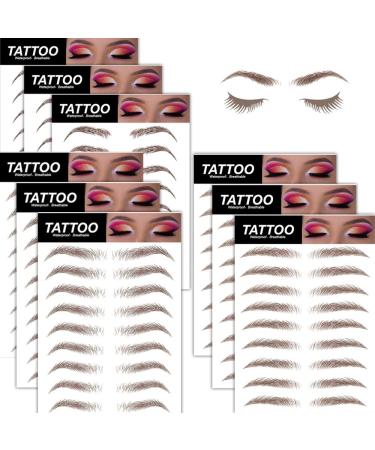 Eyebrow Tattoo 84 Pairs  9 Sheets Eyebrow Tattoo Sticker Waterproof 4D Hair-Like Temporary Eyebrows Peel Off Brows Grooming Transfers Stickers Makeup for Women  Men  Girls  Brown Brown Natural - 9pcs