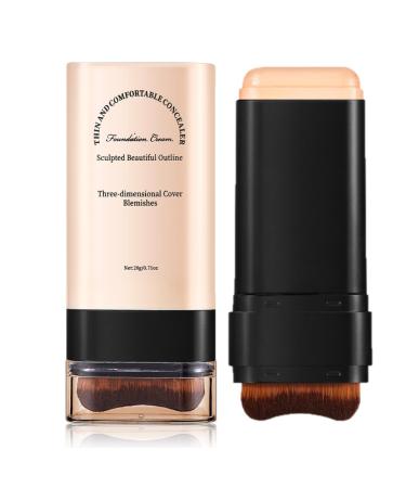 CARL Foundation stick with brush concealer primer stick with brush light clear foundation cream for mixed complexions 03 warm beige